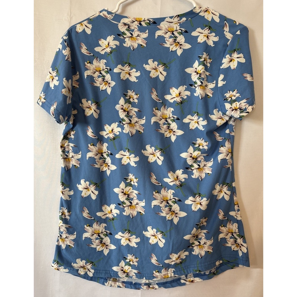 Liz & Lilli Women's Multicolor Floral Short Sleeve Top Size M Stretch - Picture 4 of 6
